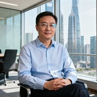 企业咨询顾问陈志宏先生的正面半身照，戴着无框眼镜，身着浅蓝衬衫，背景为上海陆家嘴写字楼办公室